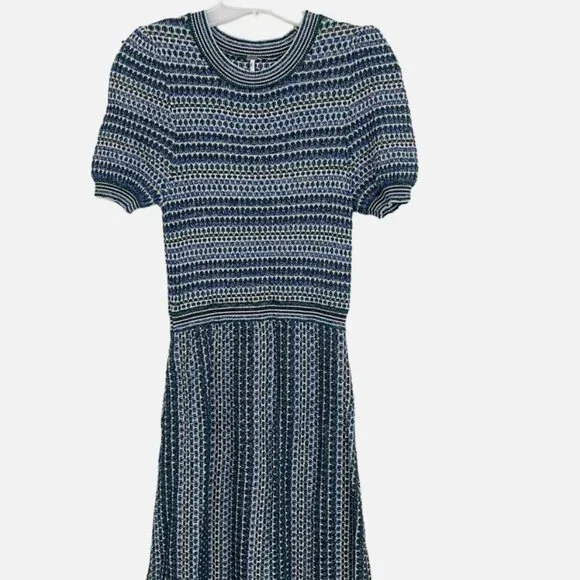 Free People | Dresses | Free People Dress Into You Mini Sweater Green Blue  Knit Striped Obo | Poshmark